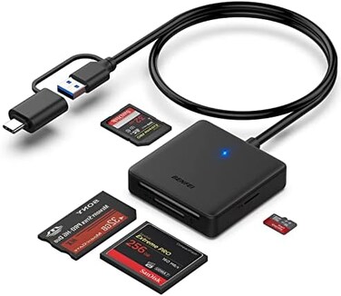 BENFEI Memory Card Reader, 4in1 USB USB-C to SD Micro SD MS CF Card Reader Adapter.