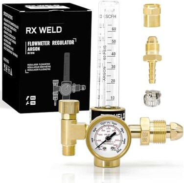 RX WELD Argon/CO2 Regulator, Mig Tig Flow Meter Gas Regulator Gauge Welding Weld.
