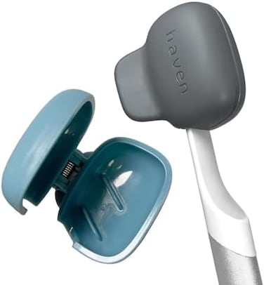 Haven Toothbrush Case - Fits Most ElectricManual Toothbrushes - Travel Size, 2 Pack (BlueCharcoal Gray.