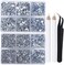 LPBeads 6400 Pieces Hotfix Rhinestones Clear Flat Back 5 Mixed Sizes Crystal Round Glass Gems with Tweezers and Picking Rhinestones Pen.