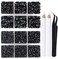 LPBeads 6400 Pieces Hotfix Rhinestones Black Flat Back 5 Mixed Sizes Crystal Round Glass Gems with Tweezers and Picking Rhinestones Pen.