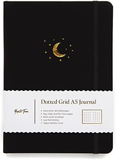 Yop &amp; Tom YopTom Bullet Grid Dotted Journal Notebook A5 with Extra Thick Paper (160 GSM- Charcoal.