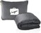 EverSnug Travel Blanket and Pillow - Premium Soft 2 in 1 Airplane Blanket with Soft Bag Pillowcase, Hand Luggage Sleeve and Backpack Clip (Grey.