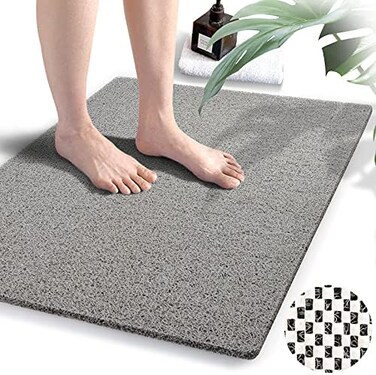 godehone Shower Mats Non Slip Without Suction Cups, 23. 6&times;34. 6 Inch, Bath Mat for Textured Tub Surface, Loofah Mats for Shower and Bathroom, Quick Drying, Grey.
