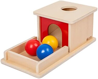 Adena Montessori Object Permanence Box with Tray Three Balls Montesori Infant Toys for 6-12 Month 1. 5 Years Toddlers.