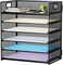 Marbrasse Mesh Desk Organiser Tray, 6 Tier Letter Tray Organiser with Hander,Office Trays Desk Organiser Accessories, Paper Tray Organiser for A4 File Holder - Black.