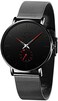 LIGE Men's Black Ultra Thin Watches Minimalist Fashion Gent Business Dress Wrist Watches Analog Quartz Waterproof Watch.