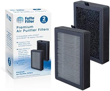 فلتر بديل Fette Filter LV-H128 True HEPA H13 متوافق مع موديلات أجهزة تنقية الهواء LEVOIT LV-H128-RF/Valkia PU-P02 / PUURVSAS HM669A / ROVACS RV60، رقم القطعة LV-H128-RF، عدد 2.