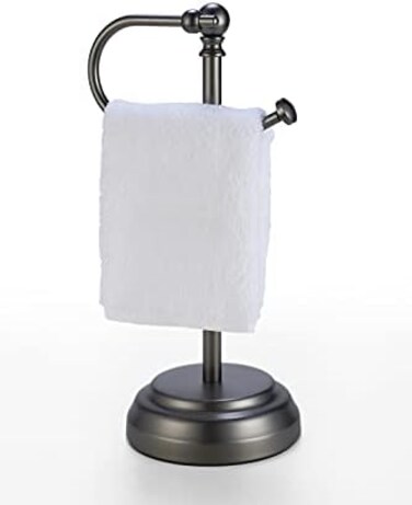 SunnyPoint Heavy Weight Classic Decorative Metal Fingertip Towel Holder Stand for Bathroom, Kitchen, Vanity and Countertops. (Black Nickel, 13. 375" x 5. 5 x 6. 75 INCH.