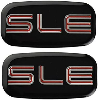 CDD 2x SLE Emblems 3D Nameplate Sticker Replacement for GMC Chevrolet Sierra Suburban Yukon 1500 2500 3500 15036134 (Chrome/Red.