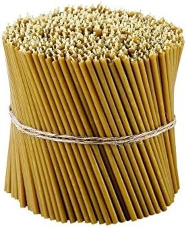 Danilovo Pure Beeswax Candles - No-Drip, Smoke-Less, Tall, Thin Taper Candles &ndash; Decorative Candles for Church Prayer, Decor or Birthday Candles &ndash; Honey Scented Candles &ndash; 6. 3&rdquo;x0. 2&rdquo; (Yellow, 200pcs.