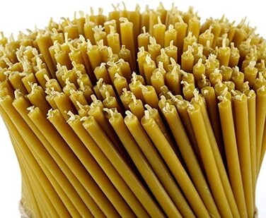 Danilovo Pure Beeswax Candles - Honey-Scented, Decorative Thin Taper Candles - Ideal for Birthday Decoration or Church Prayers - Drip Free, TallSmokeless Pack of 100 pcs, 7. 3 x 0. 24 inch.