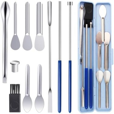 Foosi 11 Piece Capsule Filling Machine Kit for Pill Filler - All Sizes000 00 0 1 2 3 4 5 Micro lab Spoons Spatula Tool for Gel Capsules Empty Quickly Fill Tray with Herb Powder Tamper Tools.