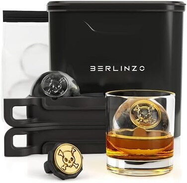 BERLINZO Premium Clear Ice Ball Maker Mold - Whiskey Ice Ball Maker Large 2. 4 Inch - Crystal Clear Ice Maker Sphere - Sphere Ice Mold Maker with Storage Bag - Clear Ice Mold for Clear Sphere Ball Ice