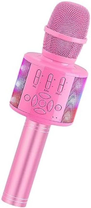 Amazmic Toys for Girls, Kids Karaoke Microphone Toddler Microphone for Kids with Lights, Birthday Gift for Girls, Boys Toy Age 3 4 5 6 7 8 9 10-14(Pinkcolor.