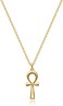Dremmy Studios Dainty Gold Ankh Cross Necklace 18K Gold Filled Simple Pray for Peace Ankh Cross Animal Coin Pendant Necklace for Women Minimalist Personalized Gift for Her.