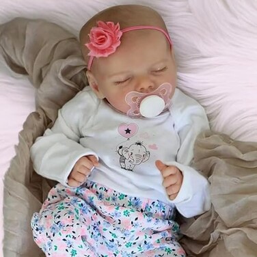 JIZHI Lifelike Reborn Baby Dolls - 17-Inch Baby Soft Body Realistic-Newborn Baby Dolls Full Vinyl Body Poseable Real Life Baby Dolls Girl with Feeding Kit Gift Box for Kids Age 3.