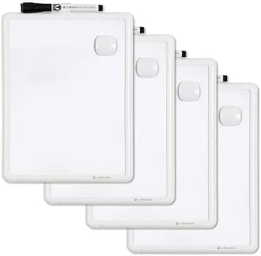 U Brands Contempo Magnetic Dry Erase Board Bundle, 8. 5&rdquo;x11&rdquo;, White Modern Frame, includes 4 Boards, 4 Markers, and 4 Magnets.