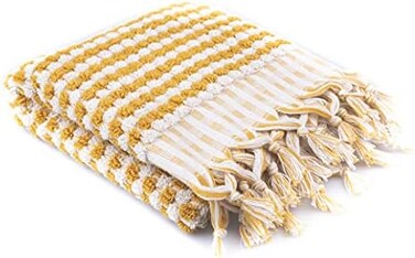 Kalkedon Towels Organic Turkish Cotton Hand for BathroomOversized - 17 x 35 InchesLarge Soft Plush Fluffy Highly Absorbent for Kitchen, Hand and Face (Mustard, Hand Towel.
