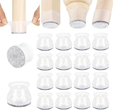 aneaseit 2" Large High Clear Chair Leg Covers, Felt Bottom Silicone Furniture Foot Protector Pads, 16 Pcs Free Moving Table Leg Covers, Stool Leg Protectors Caps to Prevent Floor Scratches and Reduce