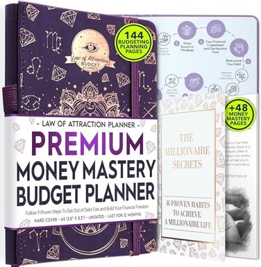 Freedom Mastery Financial Planner, Monthly Budget Planner and Monthly Bill Organizer - 12 Month Journey to Financial Freedom, Monthly Budget Book Planner, Money Saving Book a Budgeting Planner or Fina