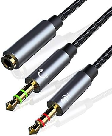 weishan PC Splitter Cable Replacement for HyperX Cloud II, Alpha, Stinger, Core, Astro A10 A40, Turtle Beach Recon 70, SteelSeries, Sennheiser Game Headphone Y-Adapter 12inch.