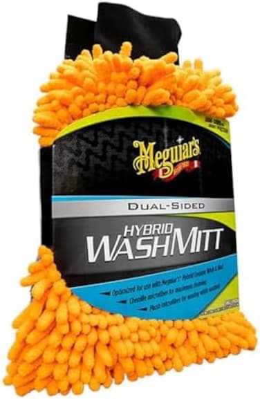Meguiar's Hybrid Wash Mitt, Dual Sided for Washing and Waxing, Clear Coat Safe and Reusable - 1 Mitt.