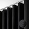 Dynamene Black Fabric Shower Curtain - Waffle Textured Heavy Duty Cloth Curtains for Bathroom, 256GSM Hotel Spa Luxury Weighted Polyester Bath Curtain Set with 12 Plastic Hooks(72Wx72H, Black.