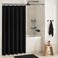 Dynamene Black Fabric Shower Curtain - Waffle Textured Heavy Duty Cloth Curtains for Bathroom, 256GSM Hotel Spa Luxury Weighted Polyester Bath Curtain Set with 12 Plastic Hooks(72Wx72H, Black.