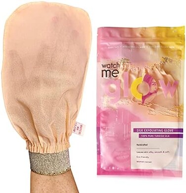 Watch Me Glow Silk Exfoliating Glove 100% Turkish Silk DEEP EXFOLIATING Body Scrubber Dead Skin Removal Body Exfoliator SMOOTHS SKIN and Keratosis Pilaris Exfoliating Mitt.