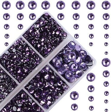 MASSIVE BEADS 4000Pcs Mixed Size Hot Fix Round Crystals Gems Glass Stones Hotfix Flat Back Rhinestones (Tanzanite.