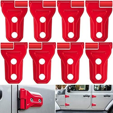 E-cowlboy Door Hinge Cover Trim Exterior Accessories Decoration for 2018-2023 Jeep Wrangler JL JLU Sport Sahara Freedom Rubicon Unlimited Gladiator JT 2-Door4-Door (Red 8PCS.