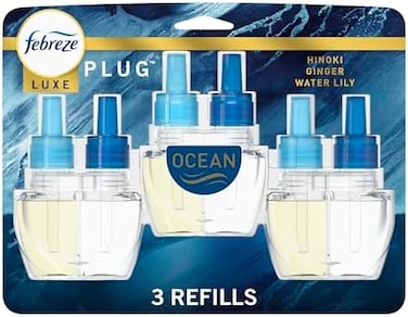 Febreze Plug In Air Freshener, Odor-Fighting Scented Oil Refill, Air Fresheners for Home and Bathroom and Kitchen, Long Lasting for Strong Odors, Ocean Scent, 0. 87oz Refills, 3 Count.