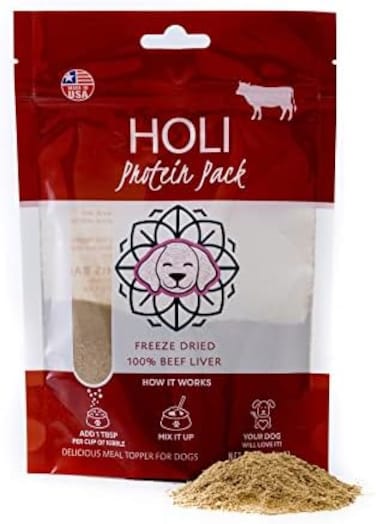 HOLI Beef Liver Dog Food Topper - Single Ingredient, Human-Grade - Freeze Dried Protein and Flavor Enhancer for Picky Dogs &ndash; Grain Free &ndash; 100% All Natural - 2oz.