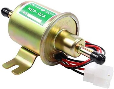 مضخة وقود كهربائية SOLLON 12 فولت عالمية منخفضة الضغط 12 فولت مضخة وقود خطية لنقل الوقود لمحركات البنزين والديزل في جزازات العشب المكربن ​​2.5-4 رطل لكل بوصة مربعة HEP-02A.