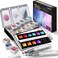 Emooqi Metallic Watercolor Paints Set, Professional Glitter Watercolour Solid Paint Box Include12 Metallic Glitter Color2 Water Brushes2 Color CardStorage Bag, Ideal for Illustrations PaintingMore.