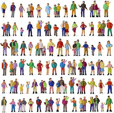 Evemodel P100W 100pcs 1:87 Painted Figures HO Scale Standing People Assorted Poses Model Trains.
