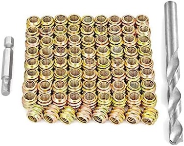 PGMJ 80 Pieces M6 Flush Nut Inserts Wood Bolt Furniture Headless Screw in Nut Threaded Fastener Connector for Wood Furniture Assortment (M6x10mm-H.