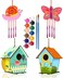 HOME COMPOSER 4 Pack Diy Bird House Wind Chime Kits For Children To Build And Paint, Wooden Arts And Crafts For Kids Girls Boys Toddlers Ages 8-12 4-6 6-8, Paint Kit Includes PaintsBrushes.