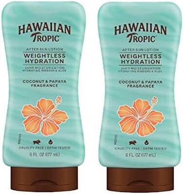 Hawaiian Tropic Silk Hydration Weightless After Sun Gel Lotion With Hydrating Aloe And Gel Ribbons, 6 Ounces - Pack of 2, 6 Fl Oz (Pack of 2.