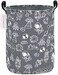 QUEENLALA Large Storage Basket,Laundry Hamper/Bathroom/Home Decor/Collapsible Round Storage Bin,Boys and Girls Hamper/Boxes/Clothing（Round-Grey Space Exploration.