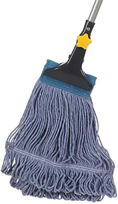 Yocada Looped-End String Wet Mop Heavy Duty Cotton Mop Commercial Industrial Grade Telescopic Iron Pole Jaw Clamp Floor Cleaning 55. 1".