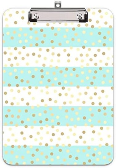 Hongri Plastic Cute Clipboard, Letter Size for Students, Teacher, Woman and Kids, Low Profile Clip, Decorative Pattern, Size 9 x 12. 5 in, Striped Spots.