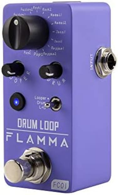 FLAMMA FC01 Looper Pedal Drum Machine 2 in 1 Drum Looper Guitar Pedals, 20 Minutes Loop Time with 16 Drum Grooves, Tap Tempo, 44. 1kHz/16Bit Mini Guitar Effects Pedal with 3 Mode.