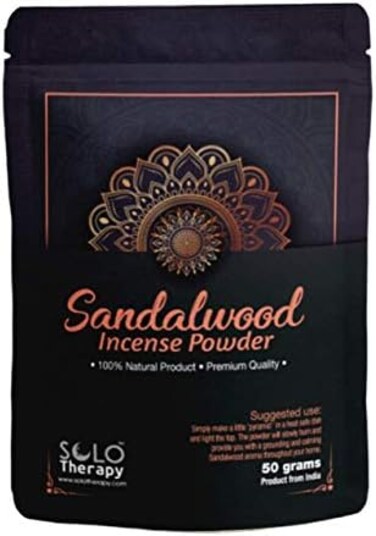 Solo Therapy Sandalwood Incense Powder 50 Grams , Premium Quality , 100% Natural , Sacred Space, Natural Incense, Loose Incense , Product from India , Packaged in The USA (Sandalwood Incense Powder.