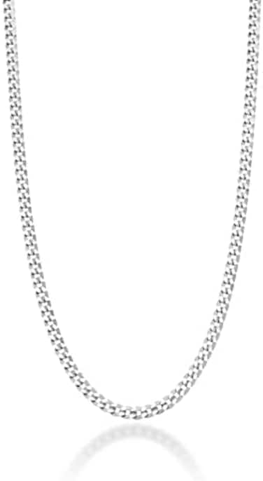 Miabella Italian 925 Sterling Silver 2. 3mm Curb Cuban Link Chain Necklace Made in Italy.