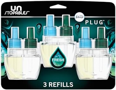 Febreze Unstopables Odor-Fighting Plug Air Freshener, Fresh, (3. 87 fl. oz. Oil Refills.