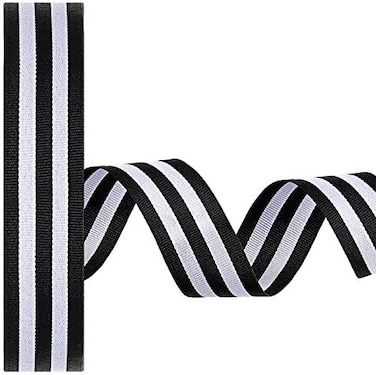 Chuangdi 50 Yards Black and White Striped Ribbon Striped Fabric Grosgrain Ribbon Craft Wrapping Striped Ribbons Roll for Christmas Wraps Embellishments Party Decoration (3/4 Inch.