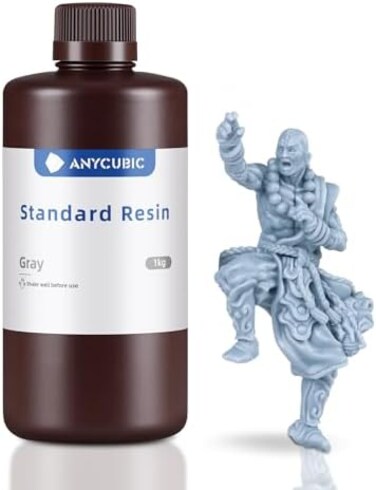 ANYCUBIC 3D Printer Resin, 405nm High Precision Fast Curing Photopolymer Resin for LCD 3D Printing 1kg Grey.