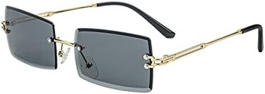 NIDOVIX Rimless Rectangle Sunglasses For Women Men Fashion Frameless UV400 Protection Lens Glasses.
